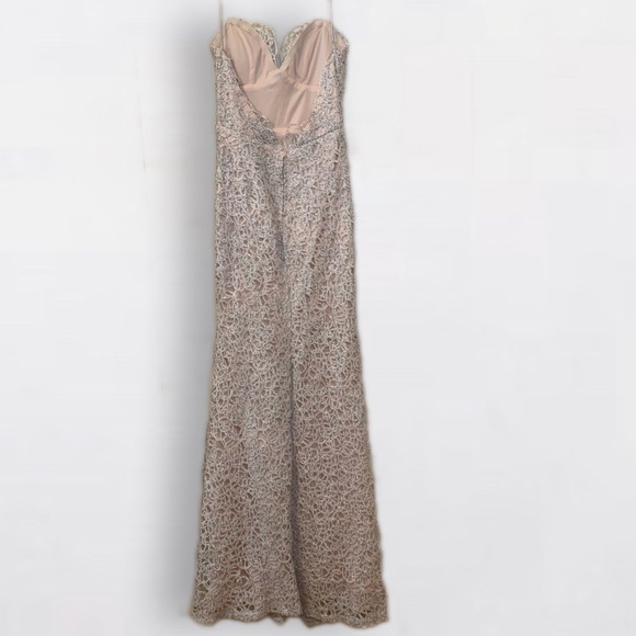 B.Darlin Silver Lace Overlay Prom Dress - Picture 3 of 9